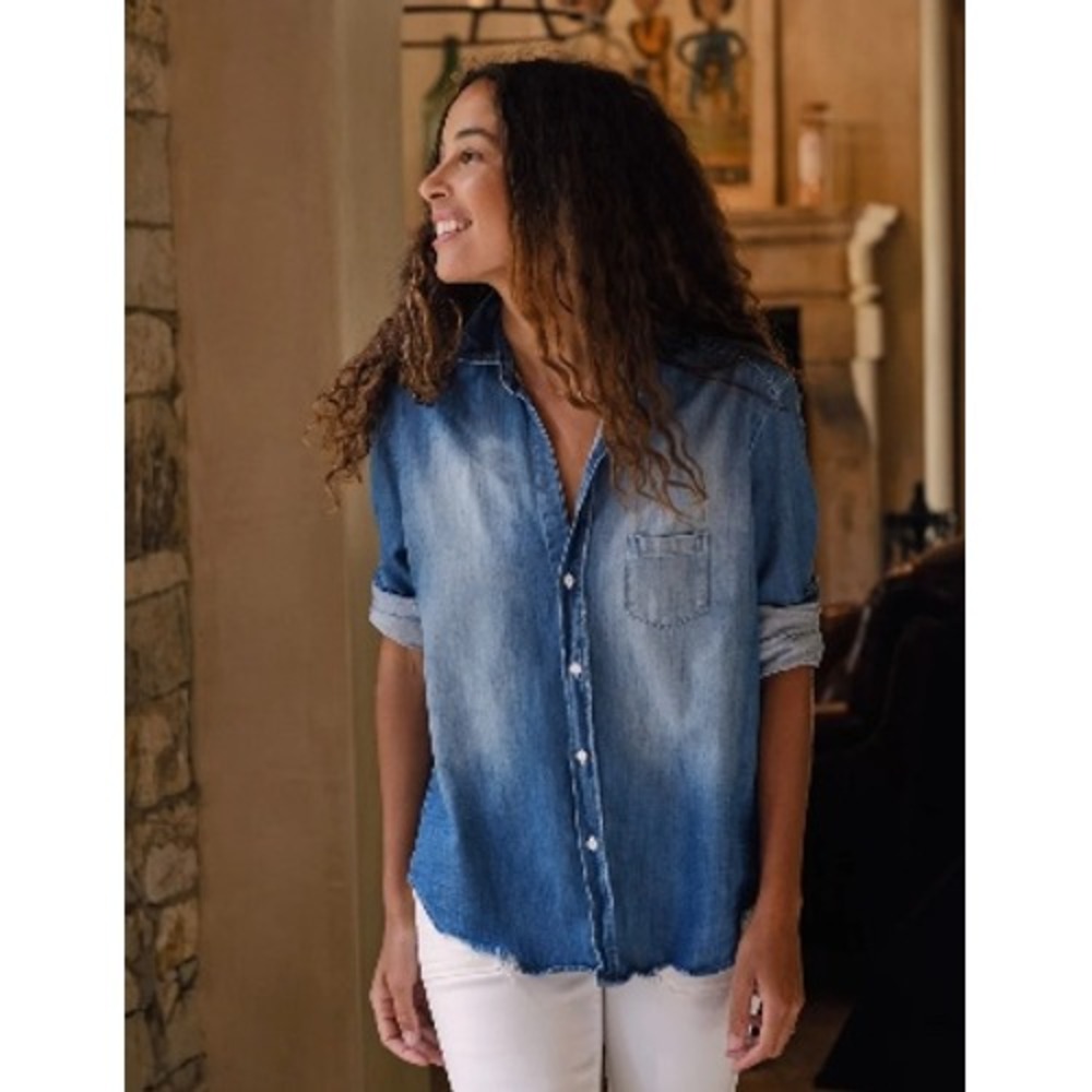 Frank & Eileen Eileen Denim Button Up Shirt Famous Denim Blue Cotton Large